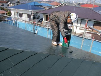 やなぜh様邸屋根上塗り