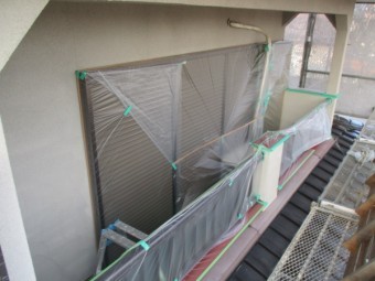 2階ベランダ周りの養生が終了しました