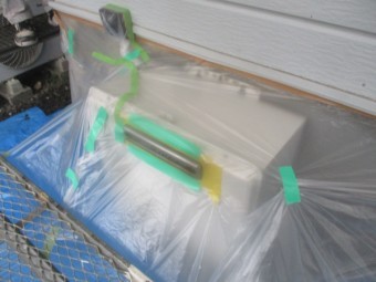 給湯器の養生が終了しました