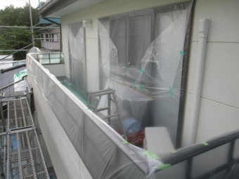 ベランダ養生が終了しました