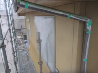 竪樋の養生が終了しました