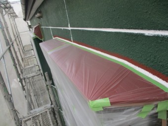 出窓天板の養生が終了しました