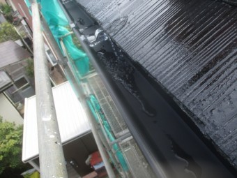 雨樋の水漏れ検査中です
