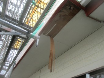 軒天の破損箇所です