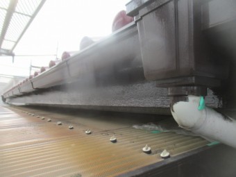 鼻隠し、軒樋の中塗り終了です