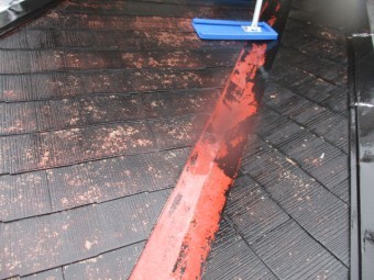 1階の谷樋の洗浄が終了しました