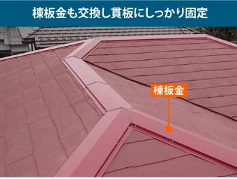 棟板金も交換し貫板にしっかり固定