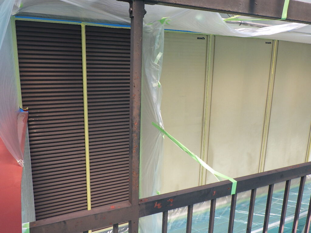 吹付塗装用の養生終了です