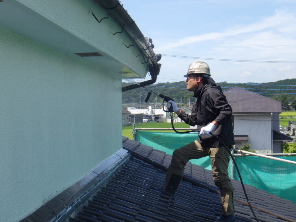 ２階の高圧洗浄中です
