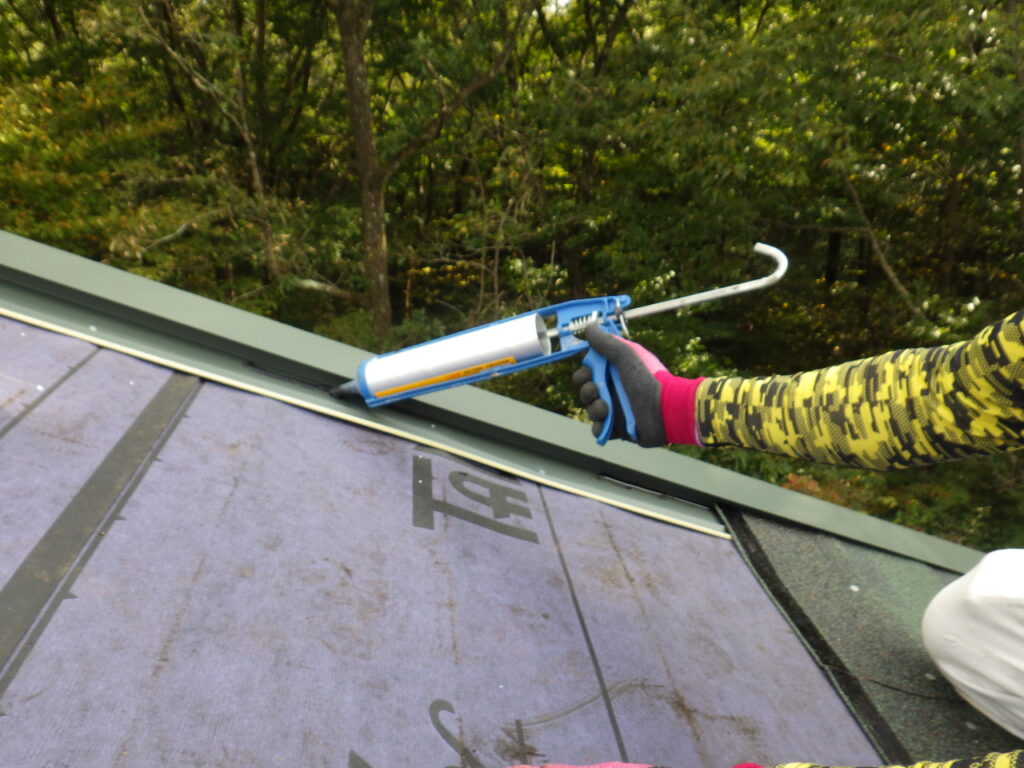 シングルセメントの塗布中です