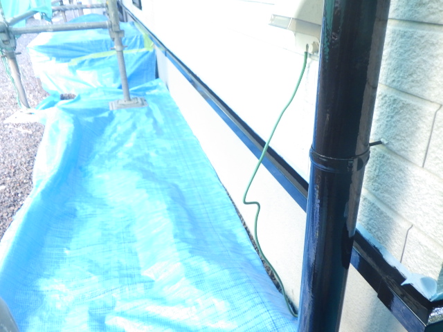 竪樋の上塗り終了です