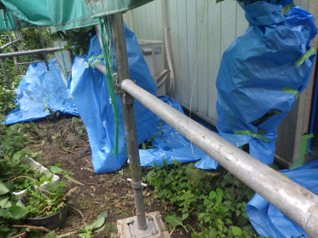 壬生町２階造り住宅で外壁塗装用の養生をしました